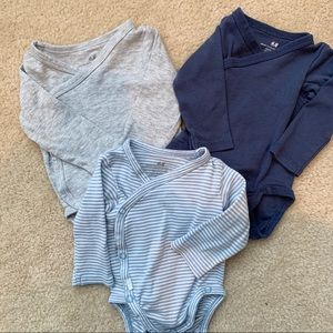 H&M baby foldover kimono onesies 3 piece lot 0-3mo